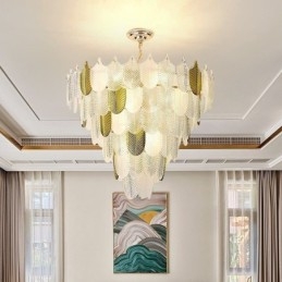 Cristal Elegante Folha Pendente Luz Teto Pendente Luz