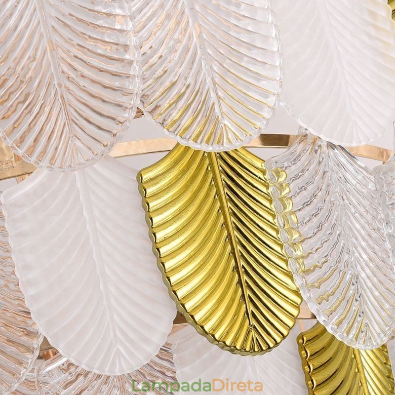 Cristal Elegante Folha Pendente Luz Teto Pendente Luz