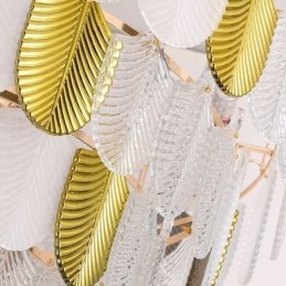 Cristal Elegante Folha Pendente Luz Teto Pendente Luz