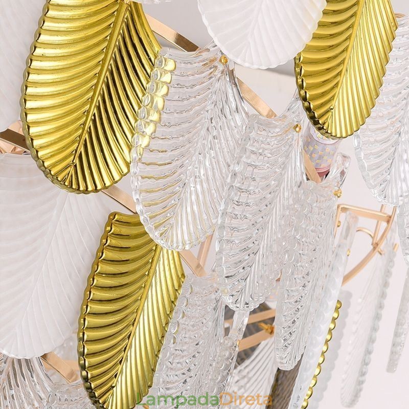 Cristal Elegante Folha Pendente Luz Teto Pendente Luz