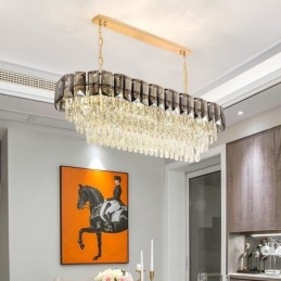 Luminária pendente de cristal K9, luminária pendente oval de luxo