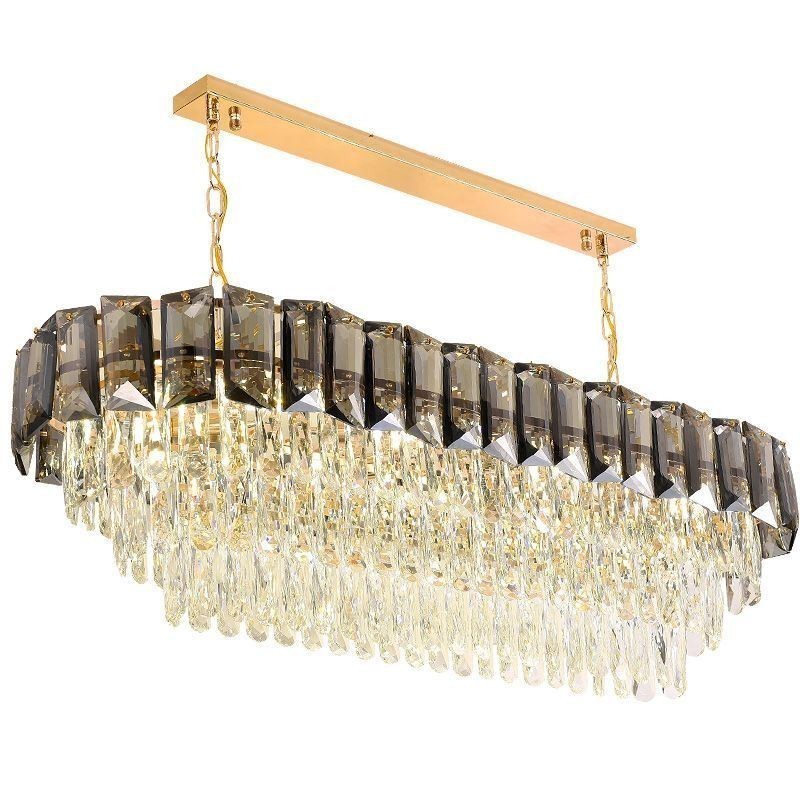 Luminária pendente de cristal K9, luminária pendente oval de luxo