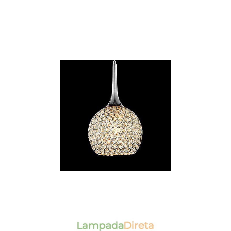 Lustre moderno contemporâneo de cristal cromado em metal