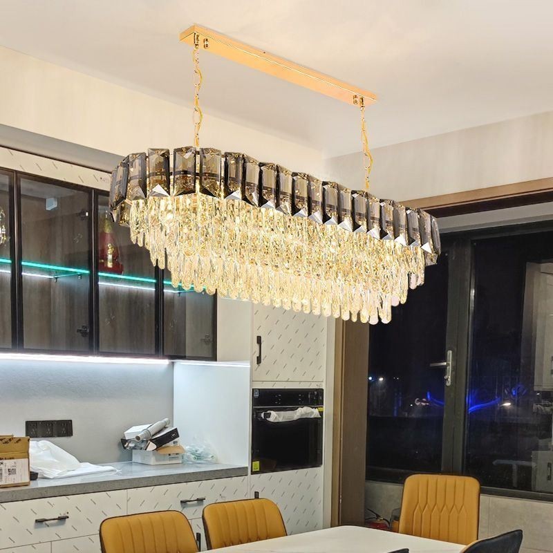 Luminária pendente de cristal K9, luminária pendente oval de luxo