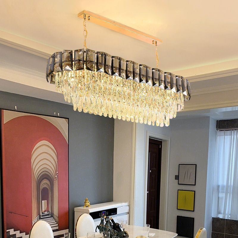 Luminária pendente de cristal K9, luminária pendente oval de luxo