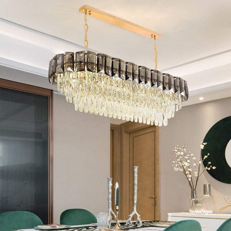 Luminária pendente de cristal K9, luminária pendente oval de luxo