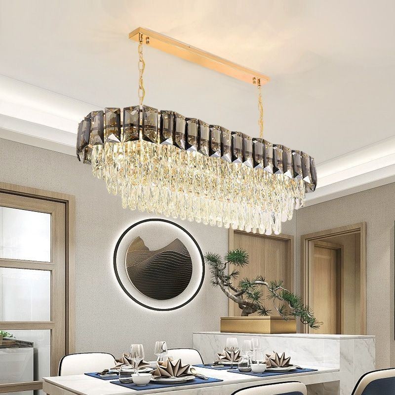 Luminária pendente de cristal K9, luminária pendente oval de luxo