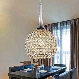 Lustre moderno contemporâneo de cristal cromado em metal