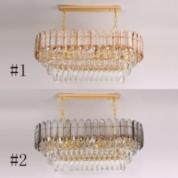Luminária pendente de cristal moderna Luminária de teto oval de luxo