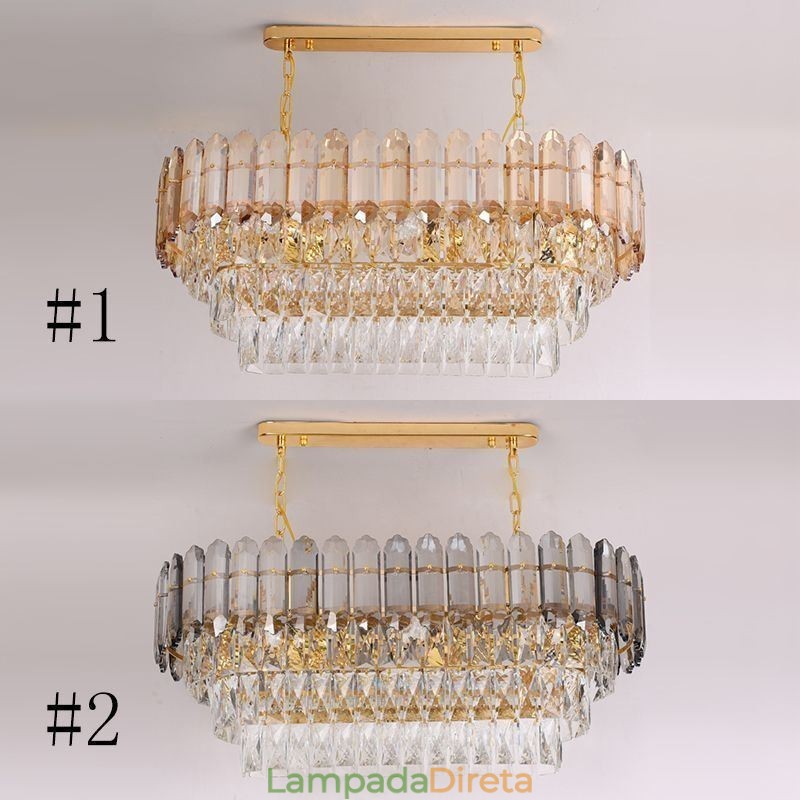 Luminária pendente de cristal moderna Luminária de teto oval de luxo