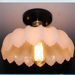 Luminária de teto de lótus retrô com imitação de vidro jade e 1 cabeça