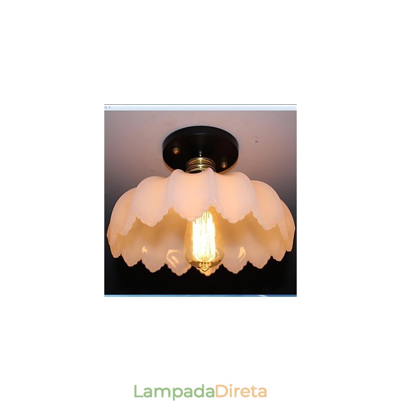Luminária de teto de lótus retrô com imitação de vidro jade e 1 cabeça