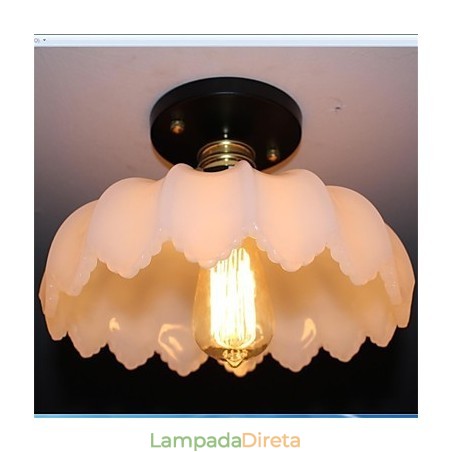 Luminária de teto de lótus retrô com imitação de vidro jade e 1 cabeça Luminária de teto de lótus retrô com imitação de vidro jade e 1 cabeça