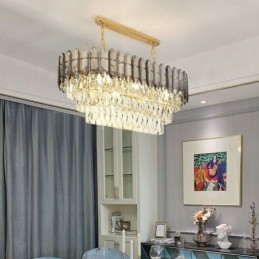 Luminária pendente de cristal moderna Luminária de teto oval de luxo