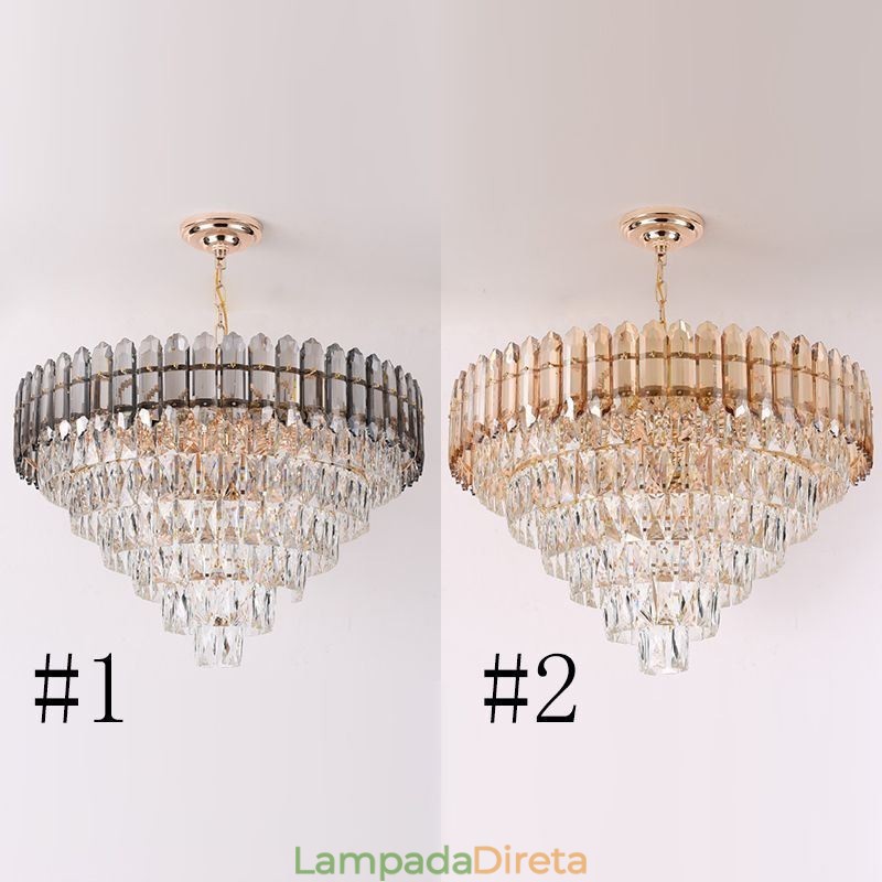 Luminária de teto pendente de cristal moderna