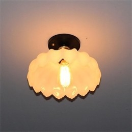 Luminária de teto de lótus retrô com imitação de vidro jade e 1 cabeça