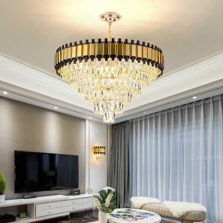 Luminária pendente de cristal de luxo redonda para teto Luminária pendente de cristal de luxo redonda para teto