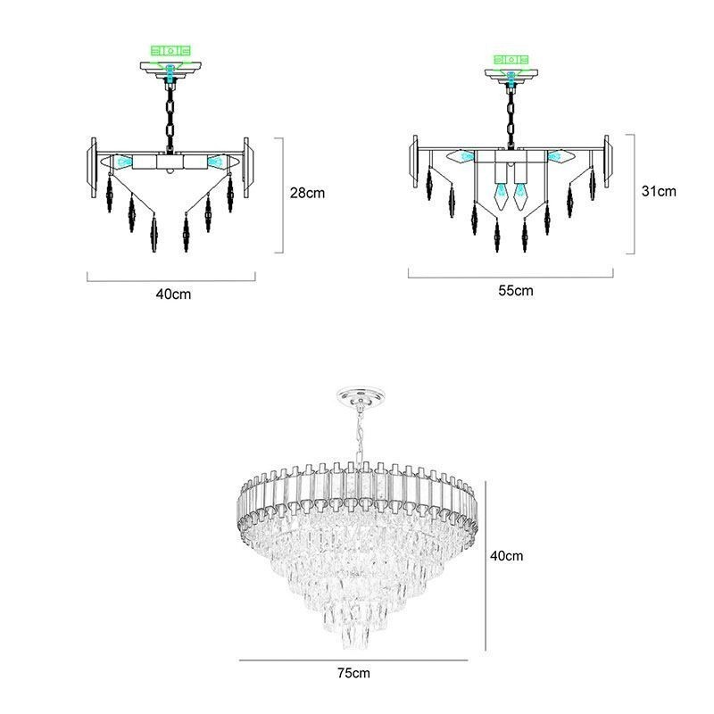 Luminária pendente de cristal de luxo redonda para teto