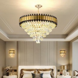 Luminária pendente de cristal de luxo redonda para teto