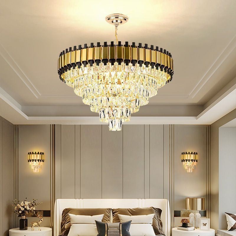Luminária pendente de cristal de luxo redonda para teto