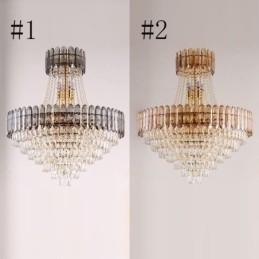 Iluminação pendente moderna de cristal dourado