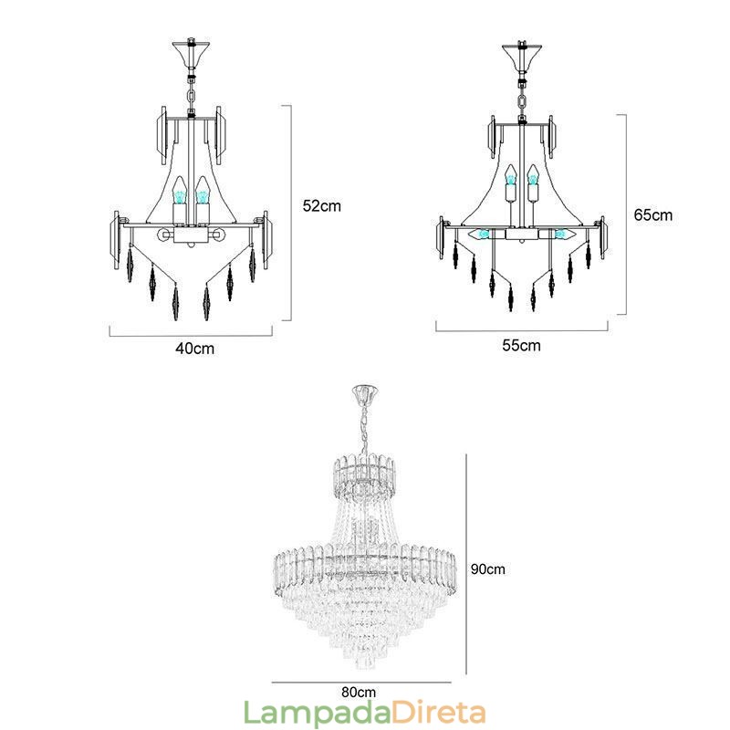 Iluminação pendente moderna de cristal dourado