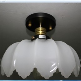 Luminária de teto de lótus retrô com imitação de vidro jade e 1 cabeça