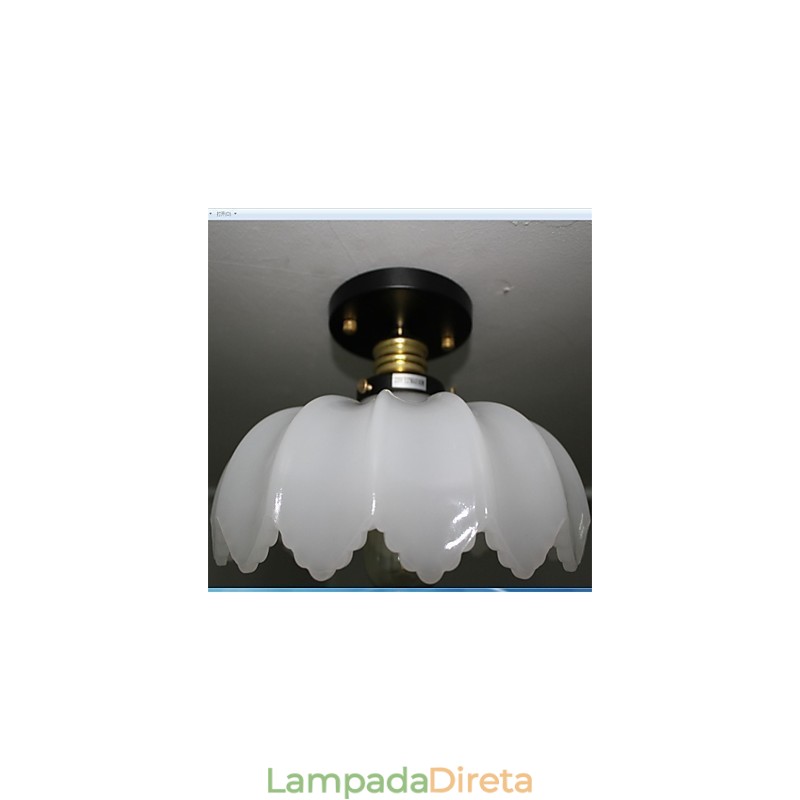 Luminária de teto de lótus retrô com imitação de vidro jade e 1 cabeça