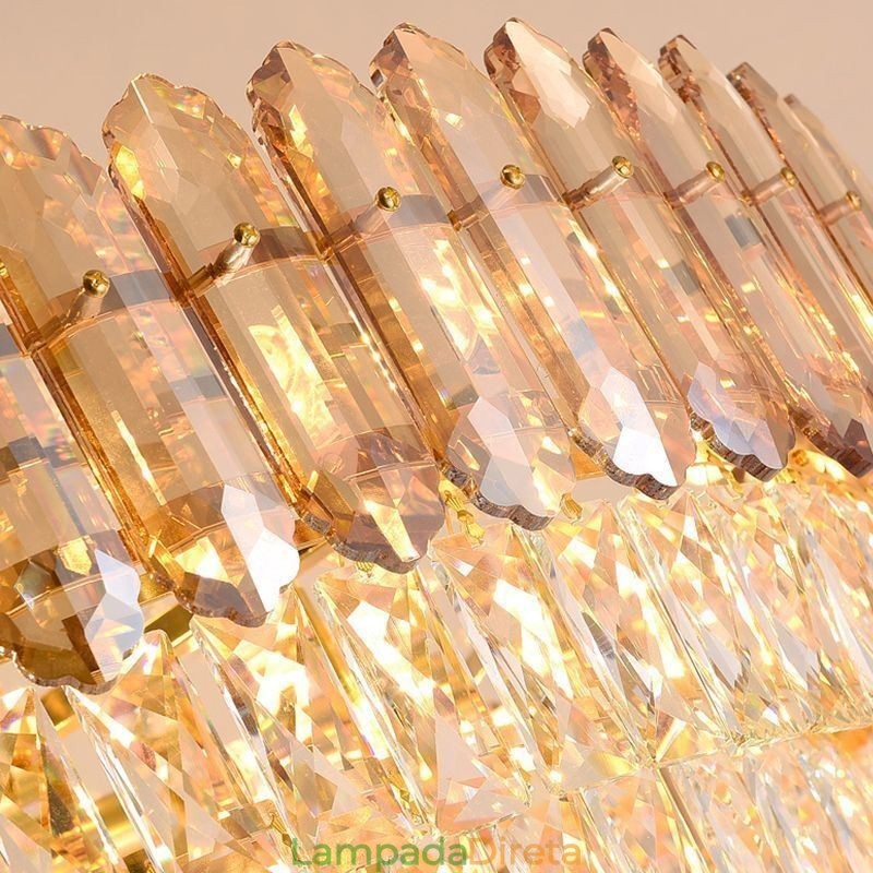 Iluminação pendente moderna de cristal dourado