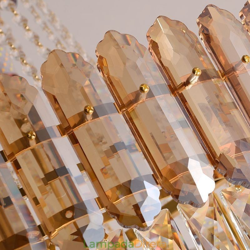 Iluminação pendente moderna de cristal dourado