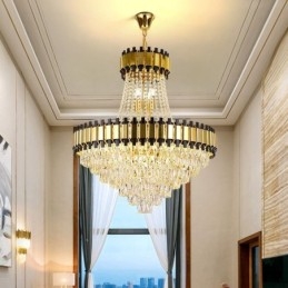 Luminária pendente de cristal moderna, luminária de teto