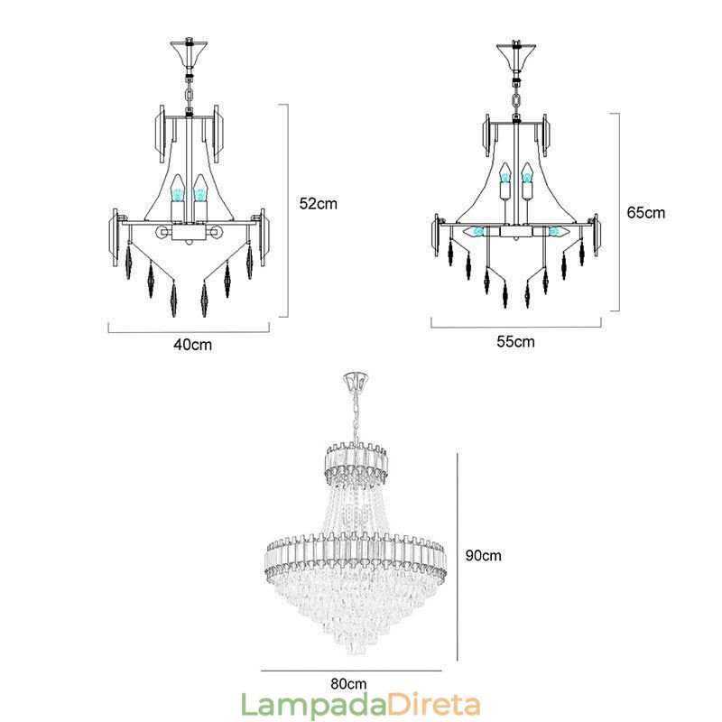 Luminária pendente de cristal moderna, luminária de teto