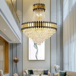 Luminária pendente de cristal moderna, luminária de teto