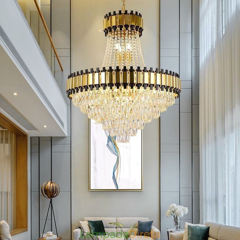Luminária pendente de cristal moderna, luminária de teto