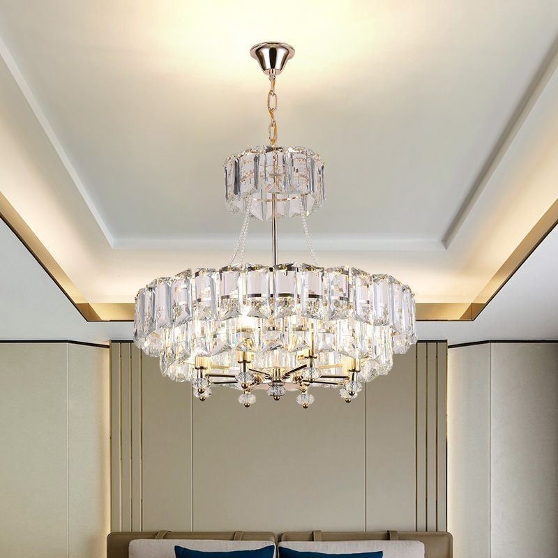 Luminária pendente de cristal branco, luzes de teto modernas, luzes suspensas