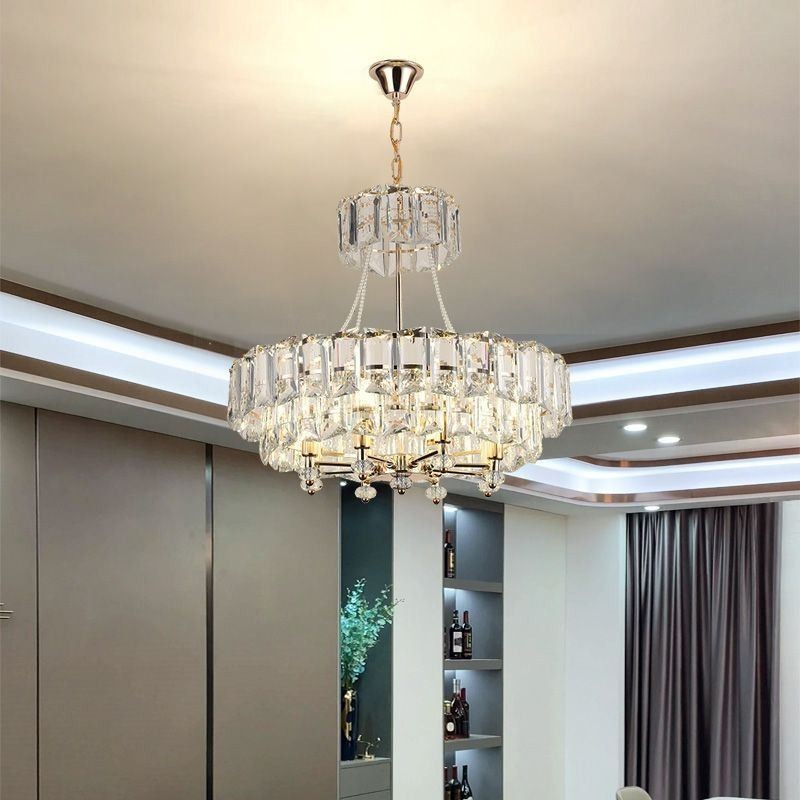 Luminária pendente de cristal branco, luzes de teto modernas, luzes suspensas