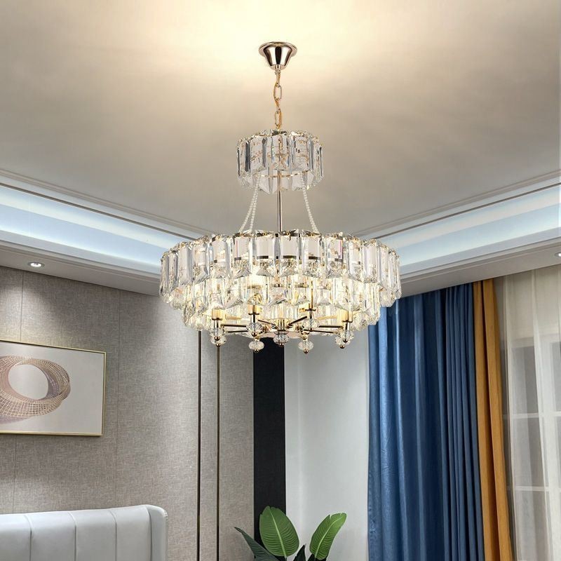 Luminária pendente de cristal branco, luzes de teto modernas, luzes suspensas