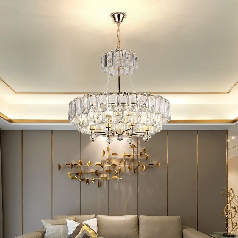 Luminária pendente de cristal branco, luzes de teto modernas, luzes suspensas
