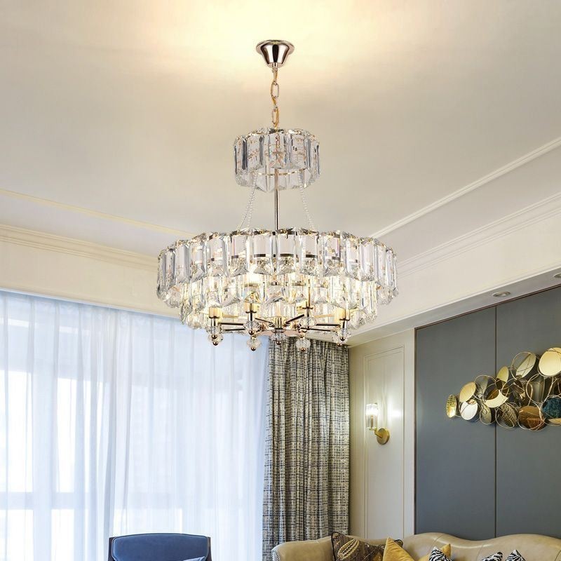 Luminária pendente de cristal branco, luzes de teto modernas, luzes suspensas