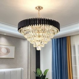 Luminária pendente de cristal de luxo, luz de teto, 6, 9, 12 luzes