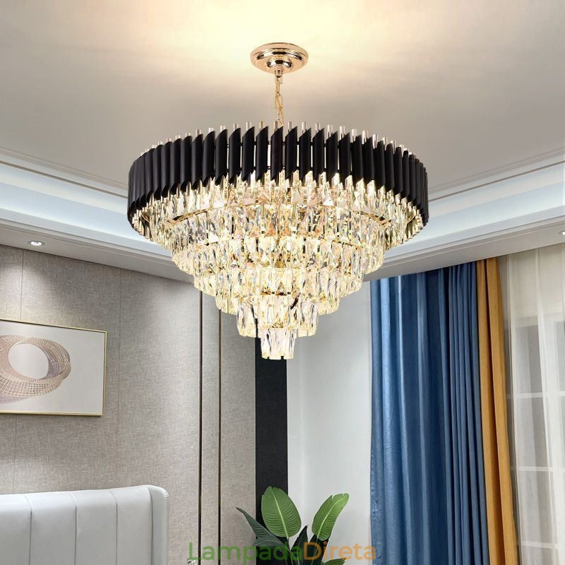 Luminária pendente de cristal de luxo, luz de teto, 6, 9, 12 luzes