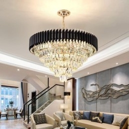 Luminária pendente de cristal de luxo, luz de teto, 6, 9, 12 luzes