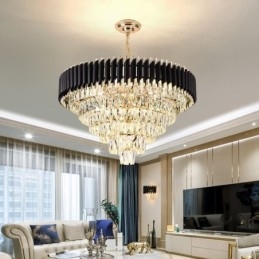 Luminária pendente de cristal de luxo, luz de teto, 6, 9, 12 luzes