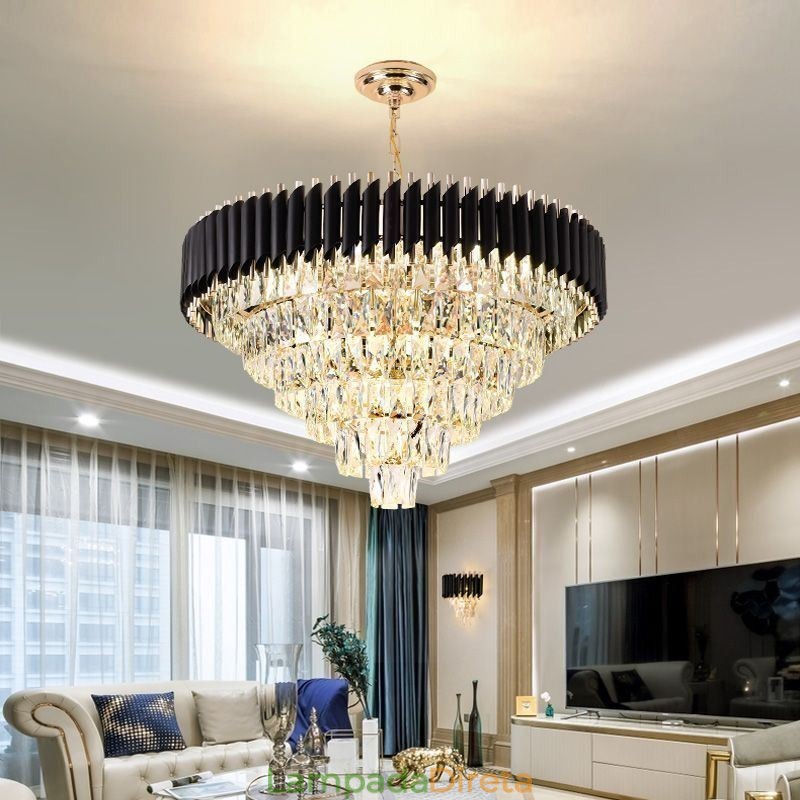 Luminária pendente de cristal de luxo, luz de teto, 6, 9, 12 luzes