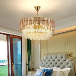 Luminária pendente de cristal K9 moderna, luminária de teto