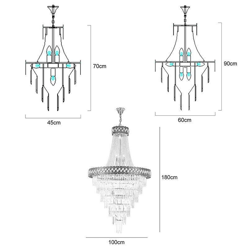Luminária de teto de cristal com pingente de luxo