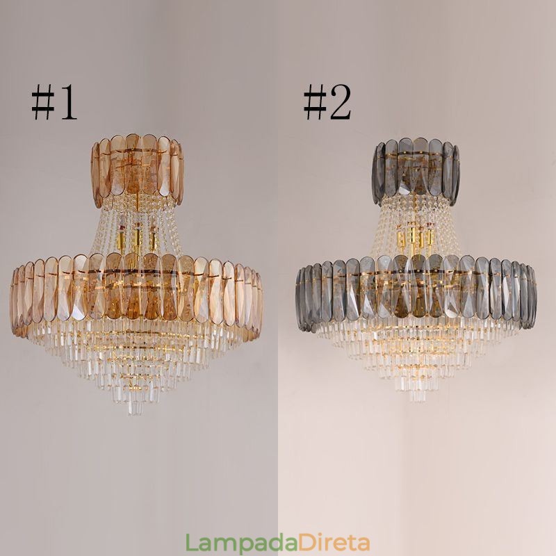 Luminária pendente de cristal europeia Luminária de teto contemporânea