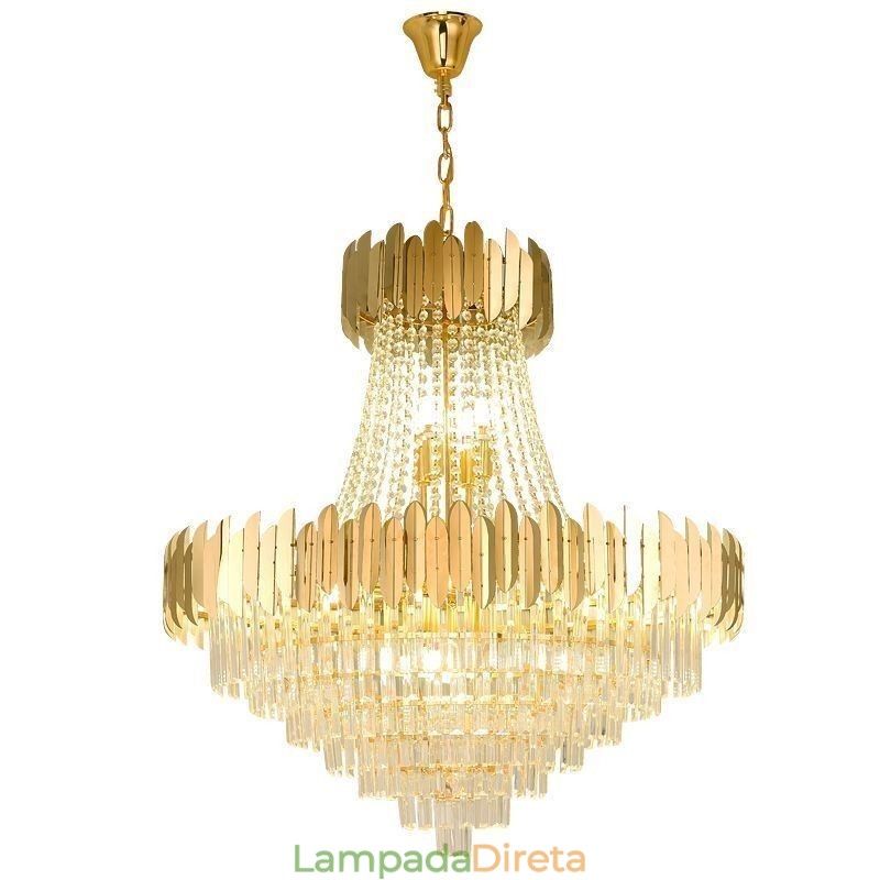 Luminária de teto pendente de cristal K9 clássica