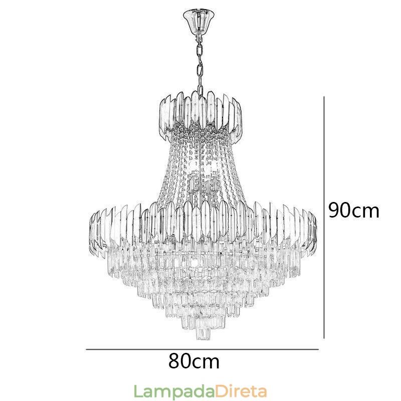 Luminária de teto pendente de cristal K9 clássica