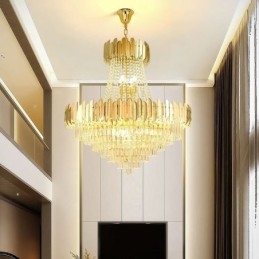 Luminária de teto pendente de cristal K9 clássica